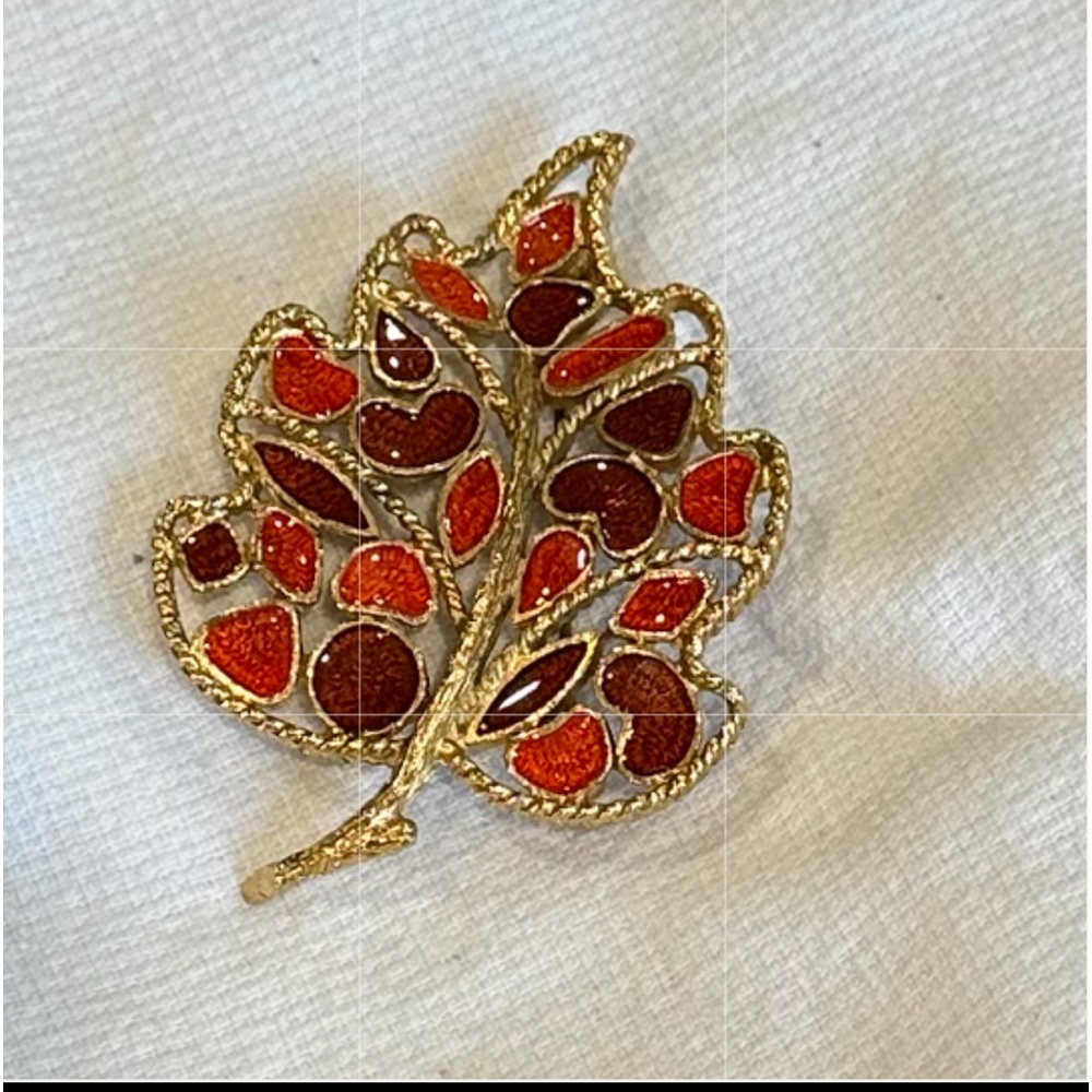 Florenza Enameled Leaf Brooch